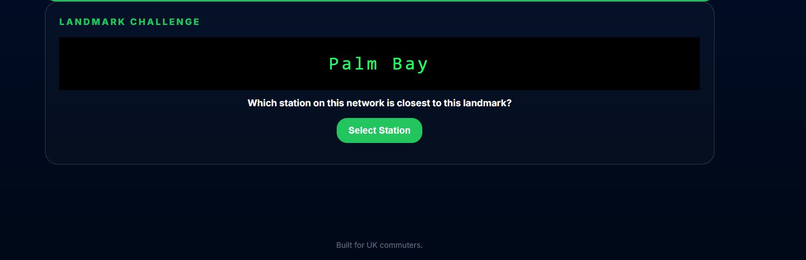 A revealed landmark, ready to select a station